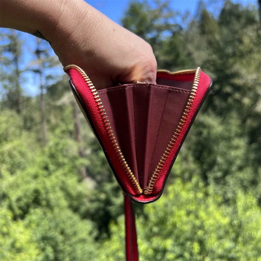 COACH Long Zip-Around Wallet RED Pebble Leather w Gold Hardware AUTHENTIC - Picture 11 of 13